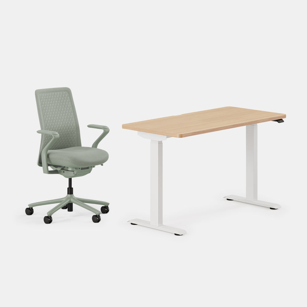 Desk Color: Woodgrain/White; Chair Color: Mint