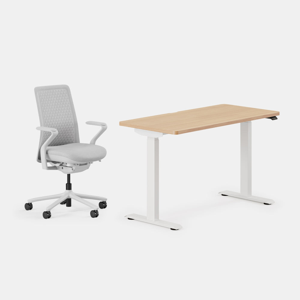 Desk Color: Woodgrain/White; Chair Color: Mist