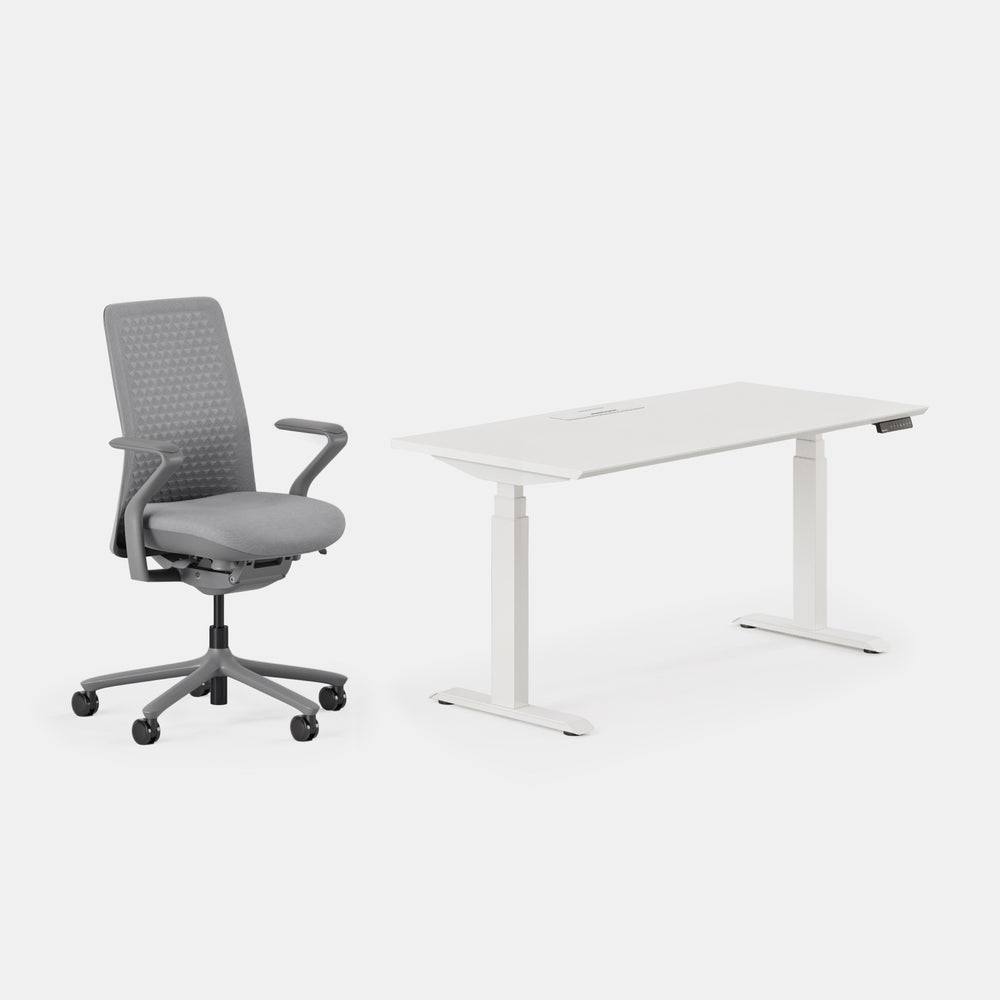 Desk Color:White/Powder White;Chair Color:Lunar